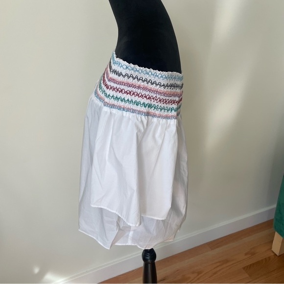 Parker White Off the Shoulder Multicolor Embroidery Smocked Yasmin Blouse Size S - Picture 7 of 12